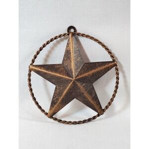 Rustic Metal Barn‎ Star Wall Decor with Twisted Rope Circle 5"